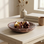 Elegant Faux-Marble Decorative Bowl with Golden Accents – 36 CM Composite Display Tray