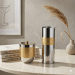 Gold-Accented Stainless Steel Serving Set