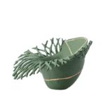 Woven-Effect Green Resin Decorative Tray