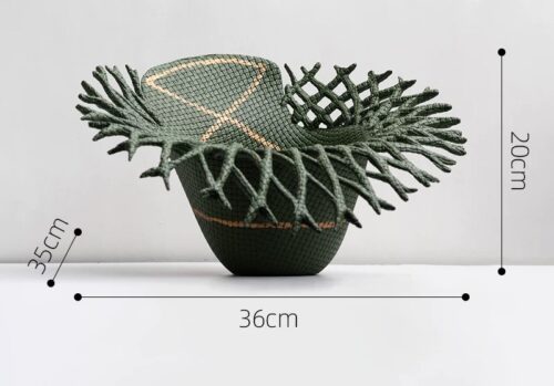 Woven-Effect Green Resin Decorative Tray - Image 3