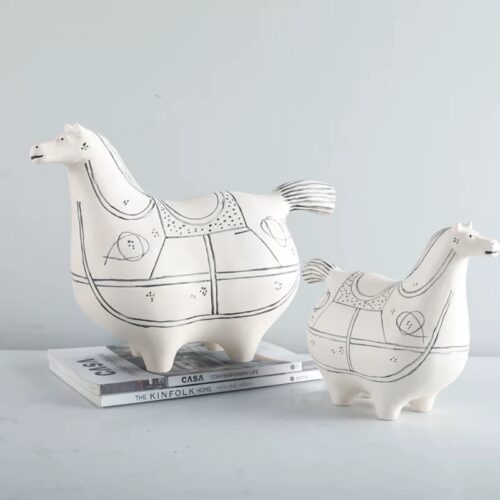 Handcrafted Ceramic Horse Figurine Set - Image 3