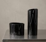 Black Twill-Stitch Ceramic Vase Set