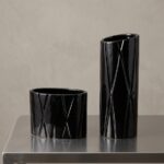 Black Twill-Stitch Ceramic Vase Set