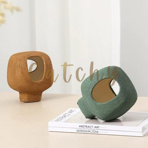 Double hole ornament &Curved flat vase Brown