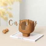 Double hole ornament &Curved flat vase Brown - Image 6