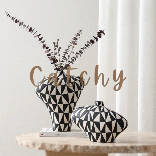 Triangular Hand-Painted Vase