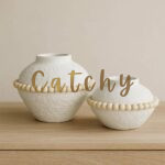 Textured Beaded Ceramic Vase Set