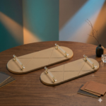 Oval Decorative Tray Set with Crystal Handles