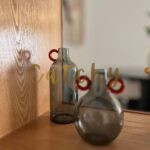 Smoky Glass Vase with Colored Handles