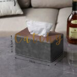 Luxury Leather Tissue Box with Gold Trim - Image 3