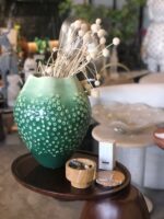 Green Textured Glass Decorative Vase