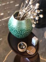 Green Textured Glass Decorative Vase - Image 3