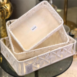 A natural wicker tray