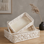 A natural wicker tray