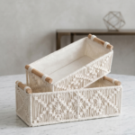 A natural wicker tray