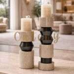Stone & Metal Candle Holder